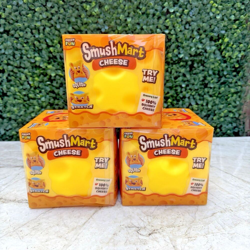 Lot Of 3 Smush Mart Squish Cheese XL Five Below Viral TikTok Squishy Stretch Toy